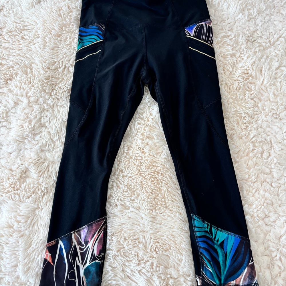 RBX Women’s Black Leggings with Vibrant Multicolor Accents